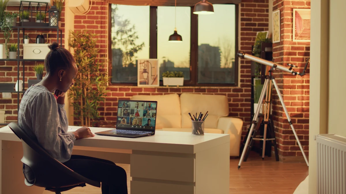 Une femme qui travaille sur un bureau 