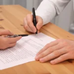 Une personne qui signe un contrat de désengagement de caution solidaire